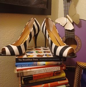Striped high heel w/ open toe